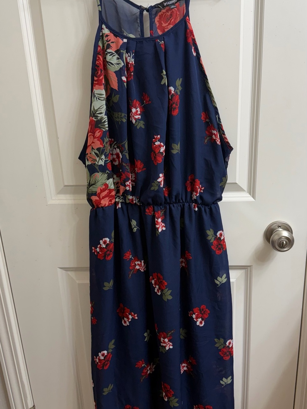 Navy Floral Halter Dress